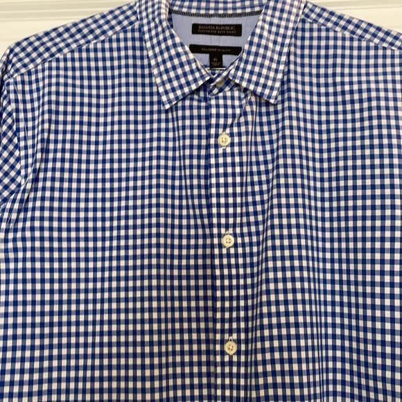Banana Republic Custom 078 Wash Shirt Slim Fit Blue/White Check Cotton XL - Picture 2 of 7
